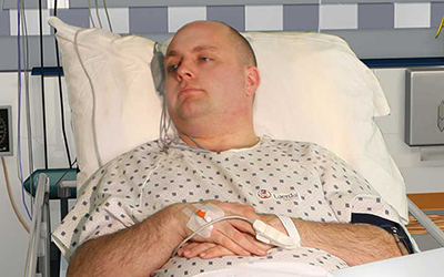 Gary in Accident and Emergency bed.